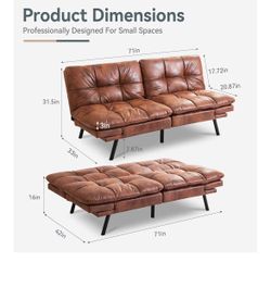 Faux, leather futon