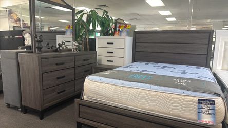 Amazing Deal‼️Beautiful Grey 5pc Bedroom Set With Free N/S & MATTRESS $999 Available in white