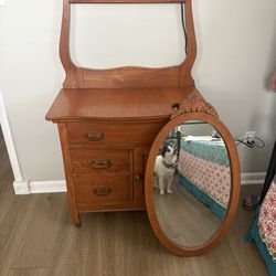 Antique Wash Table and Mirror 