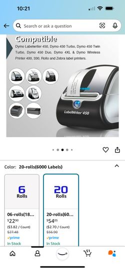BETCKEY - Compatible DYMO 30256 (2-5/16" x 4") Shipping Labels, Perforated, Compatible with DYMO Labelwriter 450, 4XL, NOT Fit 550 & 5XL [20 Rolls/600