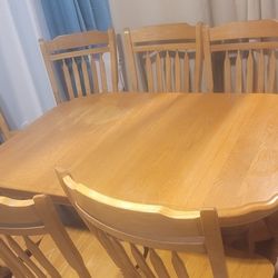  Solid Oak Dining Room Table With 8 Chairs-Make Offer!!