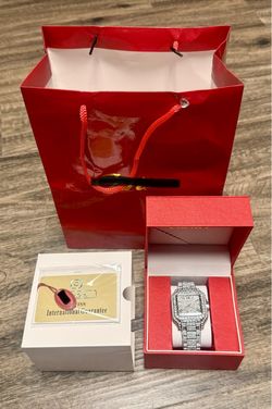 Silver Iced Out Square Face Watch