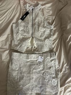 Fashion Nova Two-Piece Set (Crop Top + Skirt)