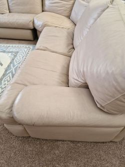 Beige all leather sectional
