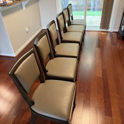 6 Custom Upholstered Wood Dinning Chairs