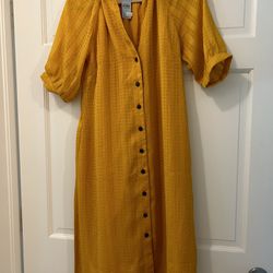 Ann Taylor shirt yellow dress belted, Petite M