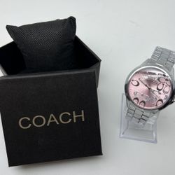 Silver Pink Coach Watch C
