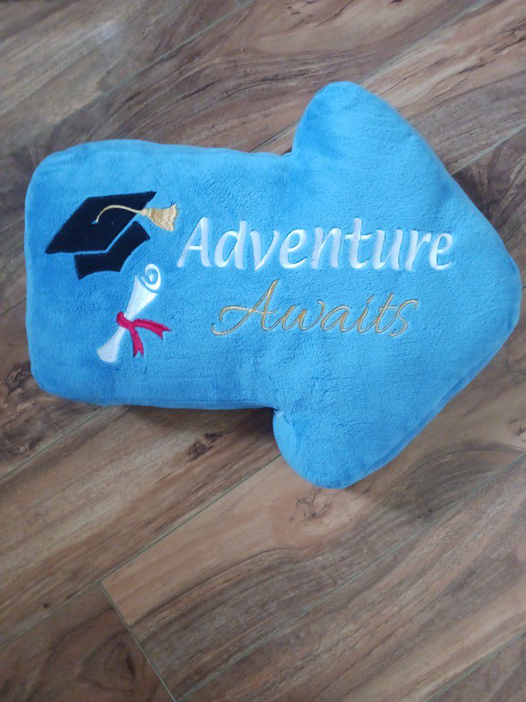 
Adventure Awaits Blue Graduation Travel Unisex Pillow Shaped Arrow
16X12X3