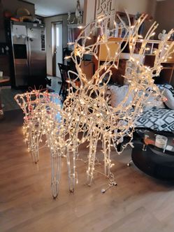 Vintage outdoor Christmas reindeers with sleigh reindeers are 6x48