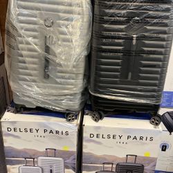 Delsey Paris trunk Hard Case 2 Pc Set  Black Or Silver 