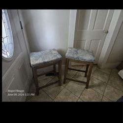  Padded Ocean Themed Bar Stools Pair