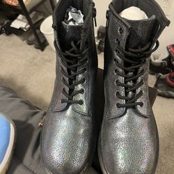Dr Martens Boots Size 6 glitter, blue/Grey $60    