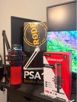 HyperX QuadCast Microphone  RODE PSA1 Studio Boom Arm