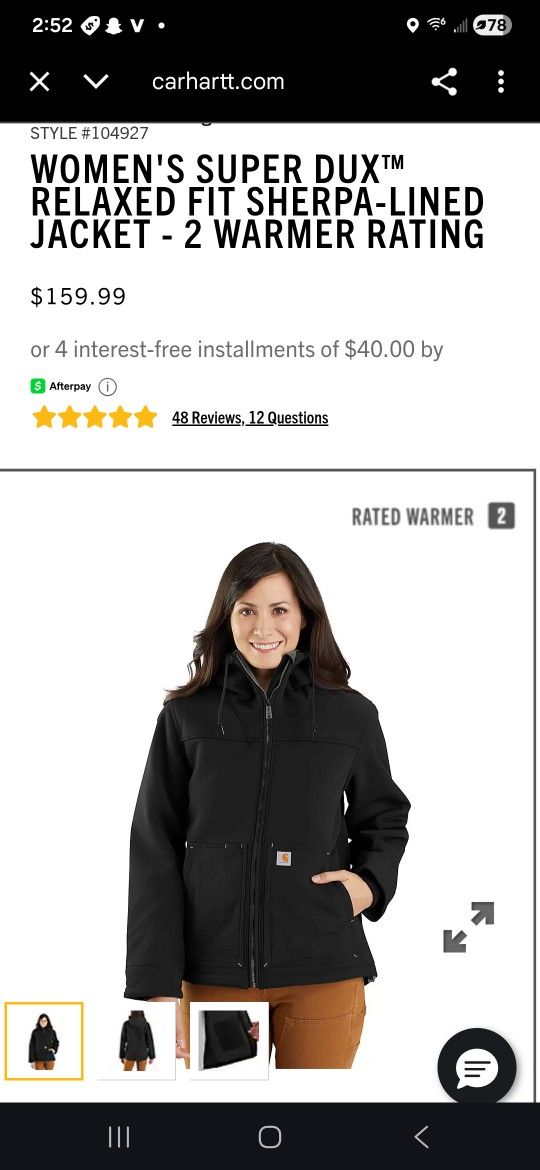 Women Super Dux Sherpa Lined Active Jacket Size Large