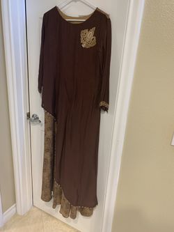 Indian/Pakistani Kurti Full Length Beige/brown Evening Waer