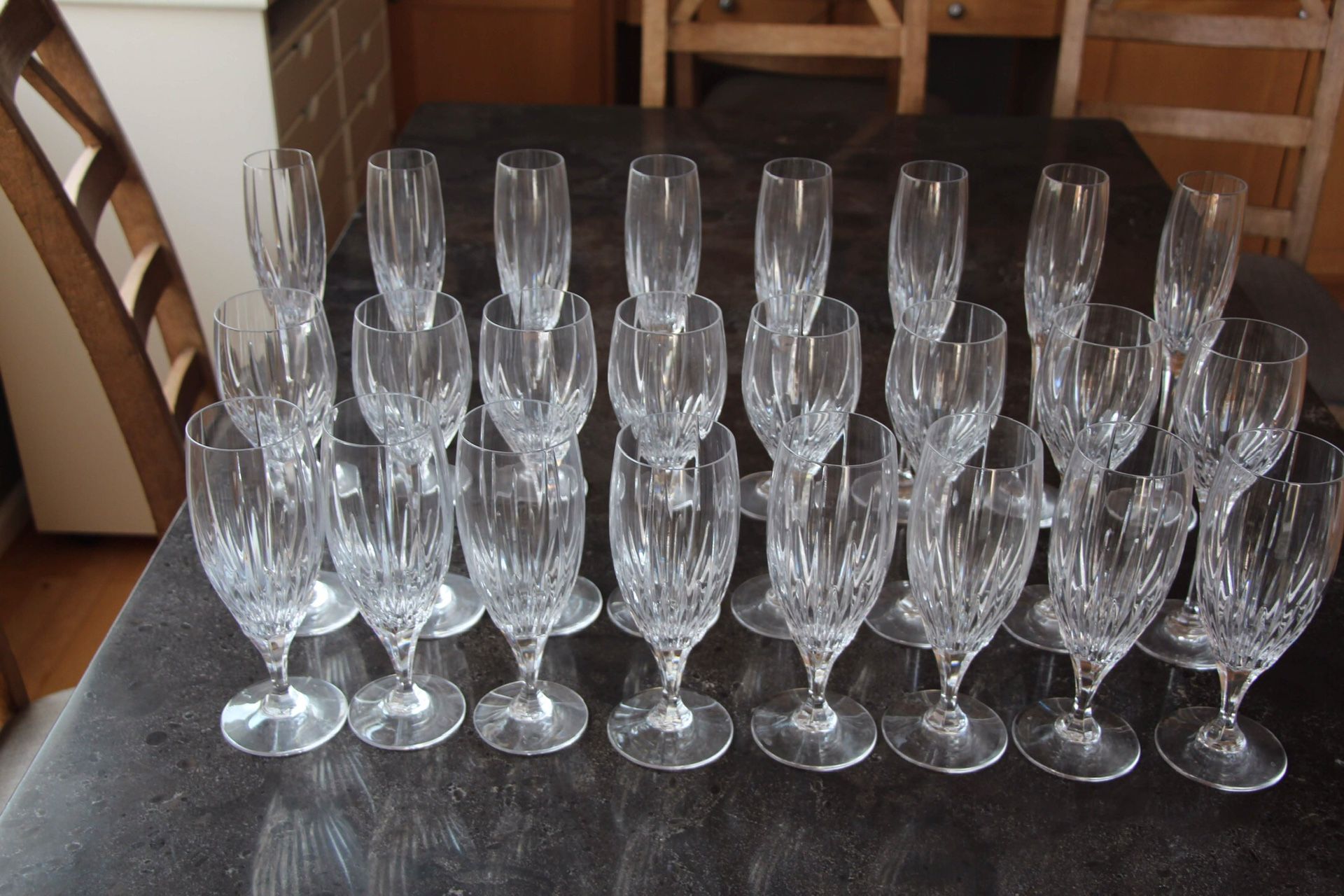 MIKASA Arctic Lights Fine Crystal: Wine, Fluted Champaign, and Water Goblet