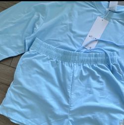 Baby Blue Terry Sweatshirt & Shorts Set NWT