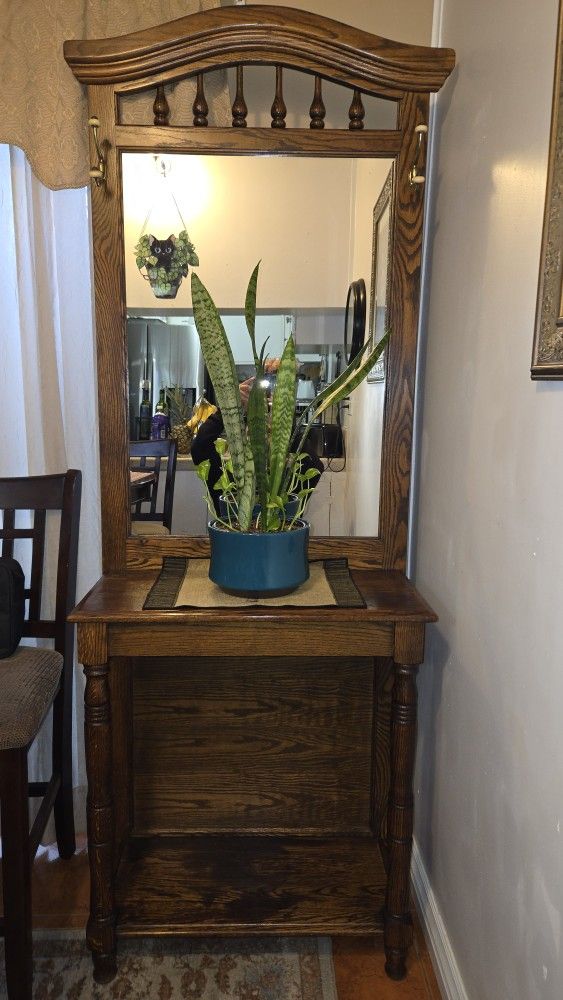 Console Table With Mirror, Solid Wood