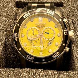 6978 Men's Pro Diver Chronograph Black Polyurethane with Silver-tone Accents Yellow Dial