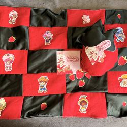 Strawberry shortcake baby quilt and pillow