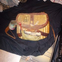 Vintage Wicker Fishing Creel With Leather Pouch