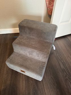 3-Step Pet Stairs Gray Fabric
