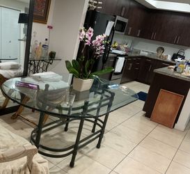 Antique fine glass patio table (ask for more pictures)