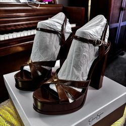 Jessica Simpson Patent Leather Brown Heels