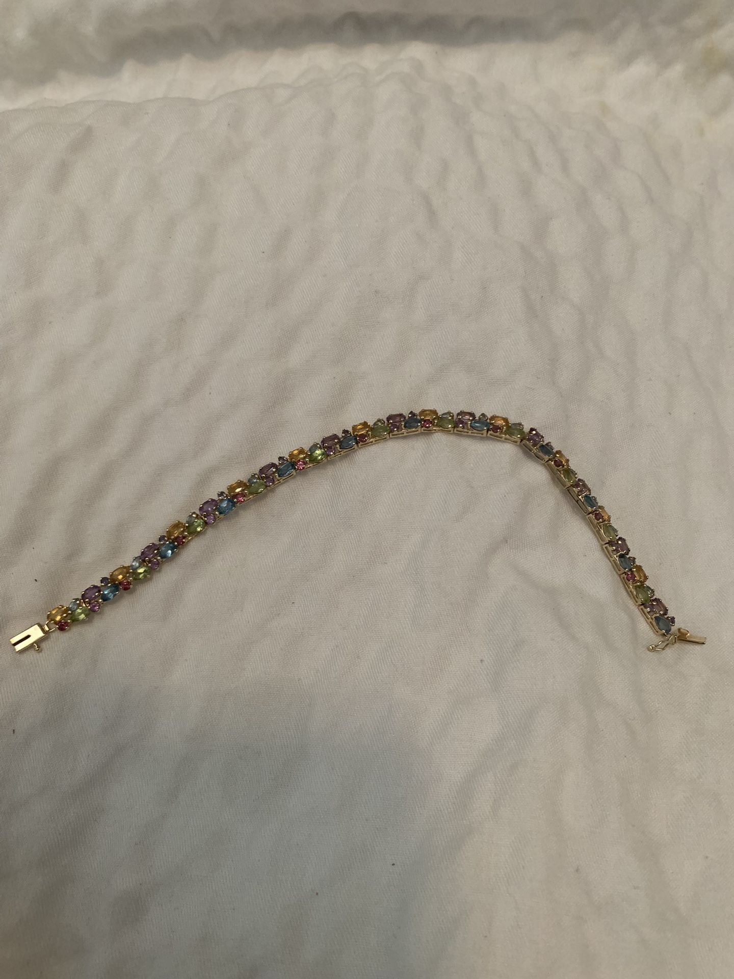 14k Multi Gemstone Tennis Bracelet