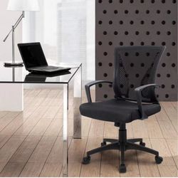 Office Chair Mid Back Swivel Lumbar Support Desk Chair, Computer Ergonomic Mesh Chair with Armrest (Black)
