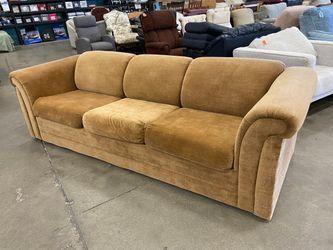 FUTORIAN CORPORATION Vintage Cocoa Brown Low Back 3 Seat Sofa with Rolled Arms