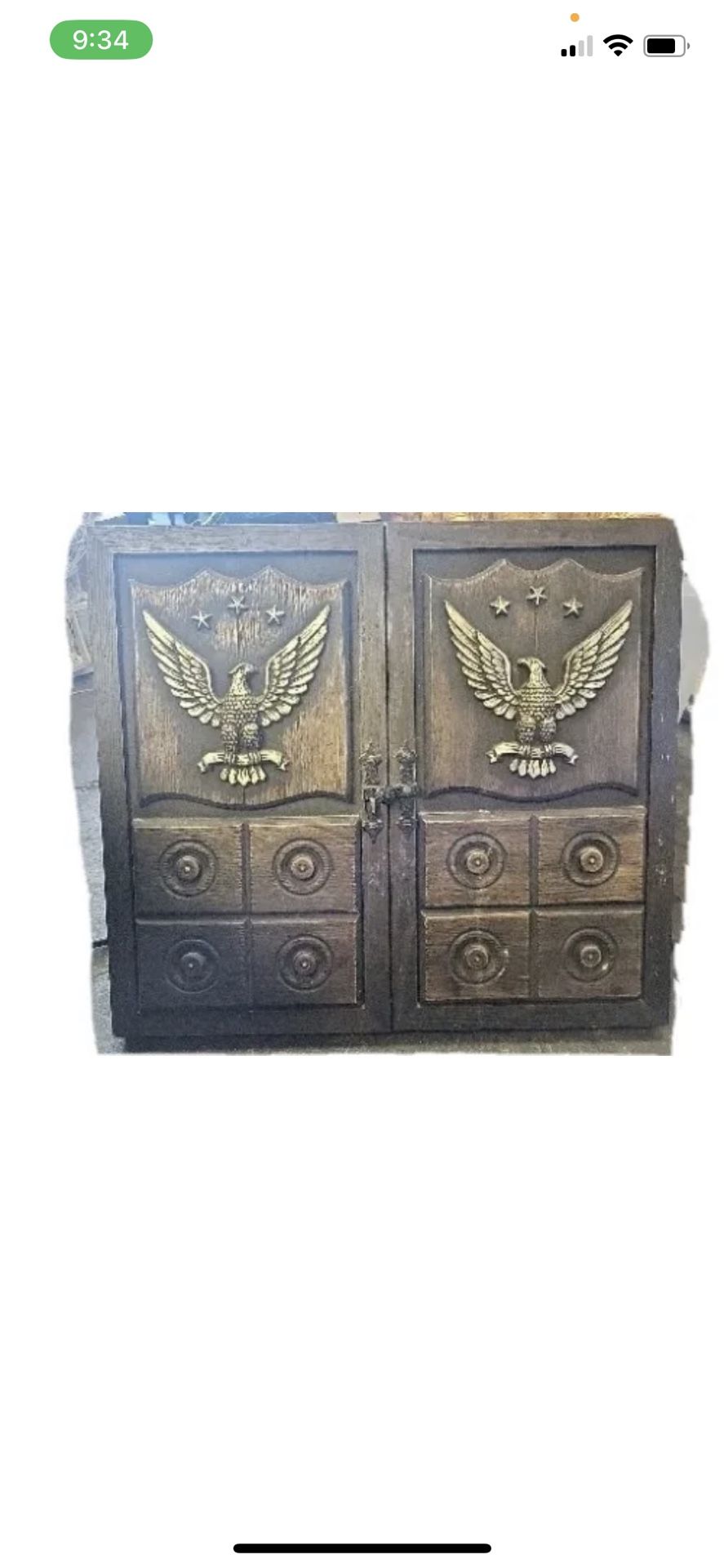 RARE/UNIQUE Vintage Composite Federal Eagle Hanging Folding Mirror