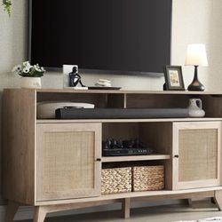 Rattan And Wood Tv Stand - Like New !