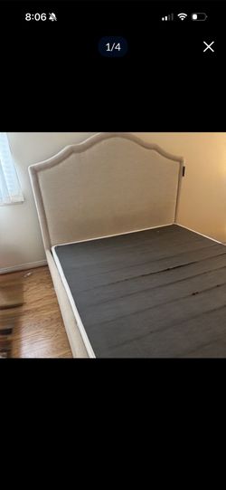 Emerald Home California King Upholstered Beige Bed Frame and Box Spring