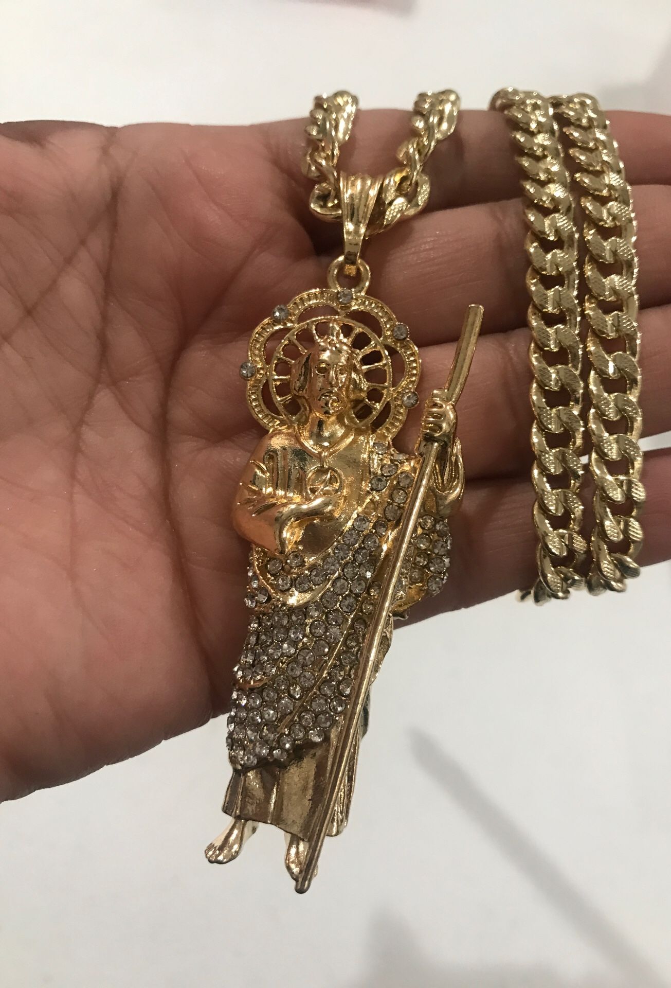 San Judas charm and chain