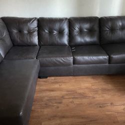 Dark Brown Leather Couch 