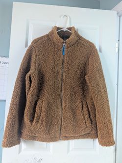 H&M Brown Teddy Sherpa Full-Zip Jacket Women Size M