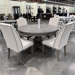 54” ROUND FORMAL DINING TABLE WITH CHAIRS  