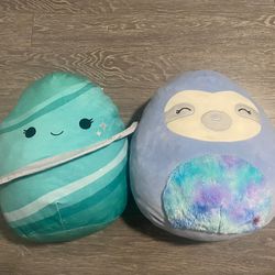2 Huge Squishmallows - ~14" Hugo the Planet & Sloth