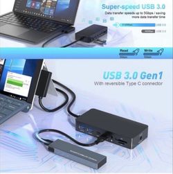 12 in 1 Surface Dock, Surface pro Docking Station 4K Display (2*HDMI +VGA), Microsoft Surface Dock Compatible for Surface Pro 8/X/7/6/5/4/3, Surface L