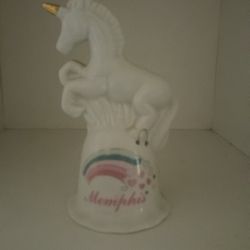 Unicorn Porcelain Vintage Bell With Memphis Rainbow & Hearts Fantasy Scotty
