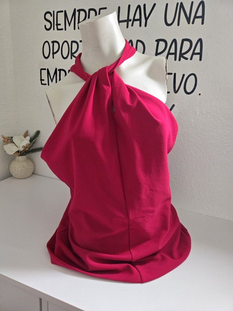 NWT Women's White House Black Market Twist Neck Halter Top Size XLP Color Pink