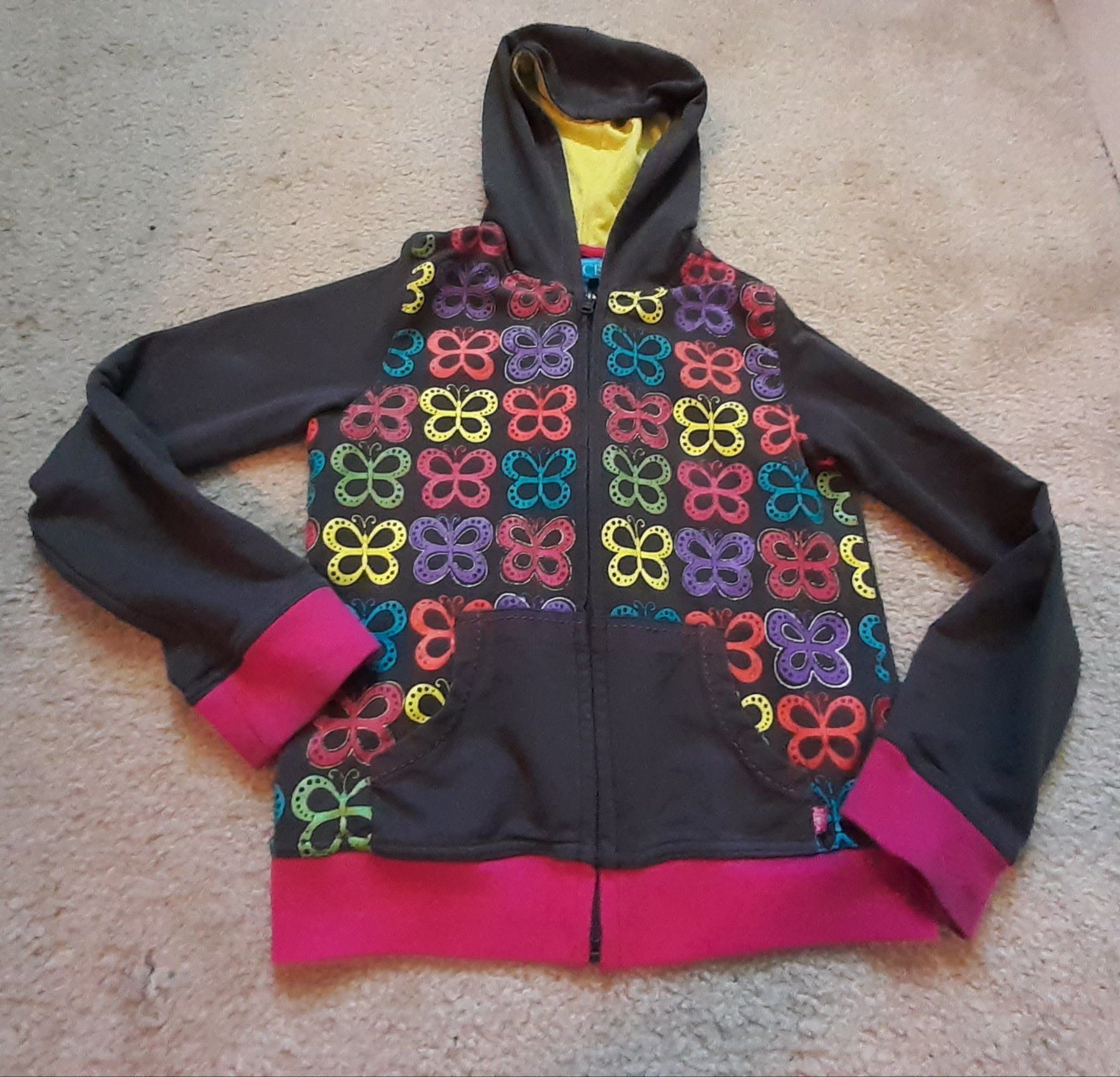 The Childrens Place Girls Multicolored Zip Up Hooded Jacket Sz.M(7/8)
