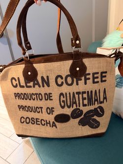 Burlap and Faux Suede Coffee Sack Tote Bag
