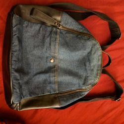 Barneys Brand Denim W/Black Leather Backpack 