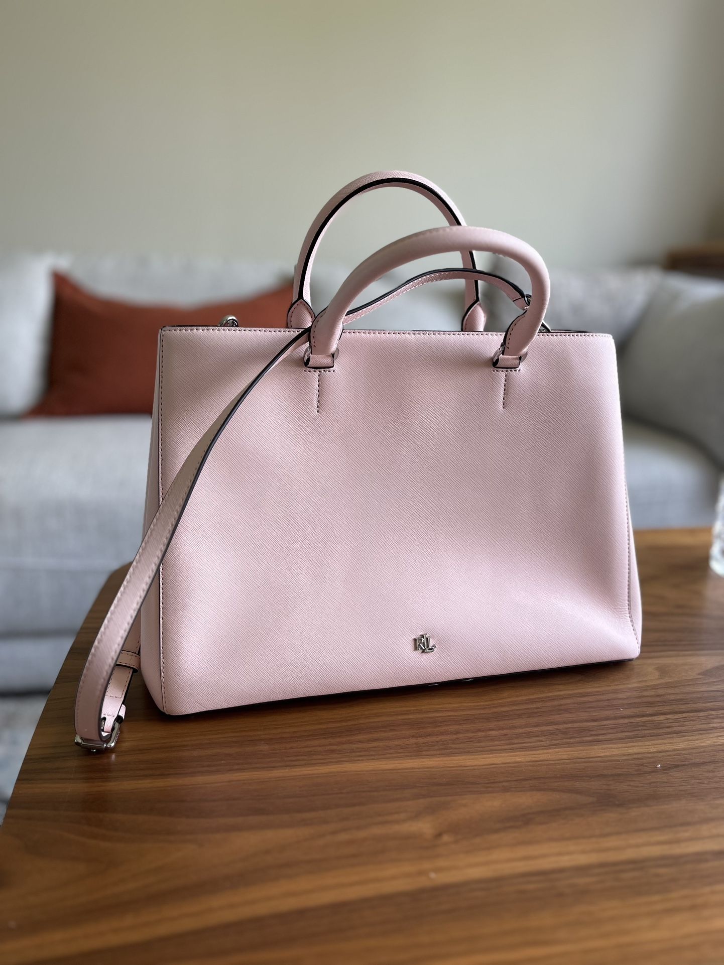 NEW PINK LEATHER RALPH LAUREN TOTE