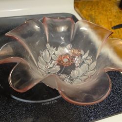 Pink Mikasa Walther Crystal Bowl Rosella Pattern Rose Flowers West Germany