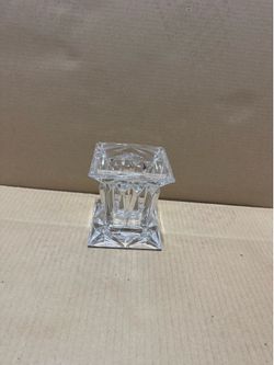 Heavy Crystal Glass Bud Vase Square Clear 5” Art Deco Style Floral Vase