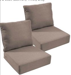 2 Pack Set Outdoor Patio Cushions Grey 24x24x6