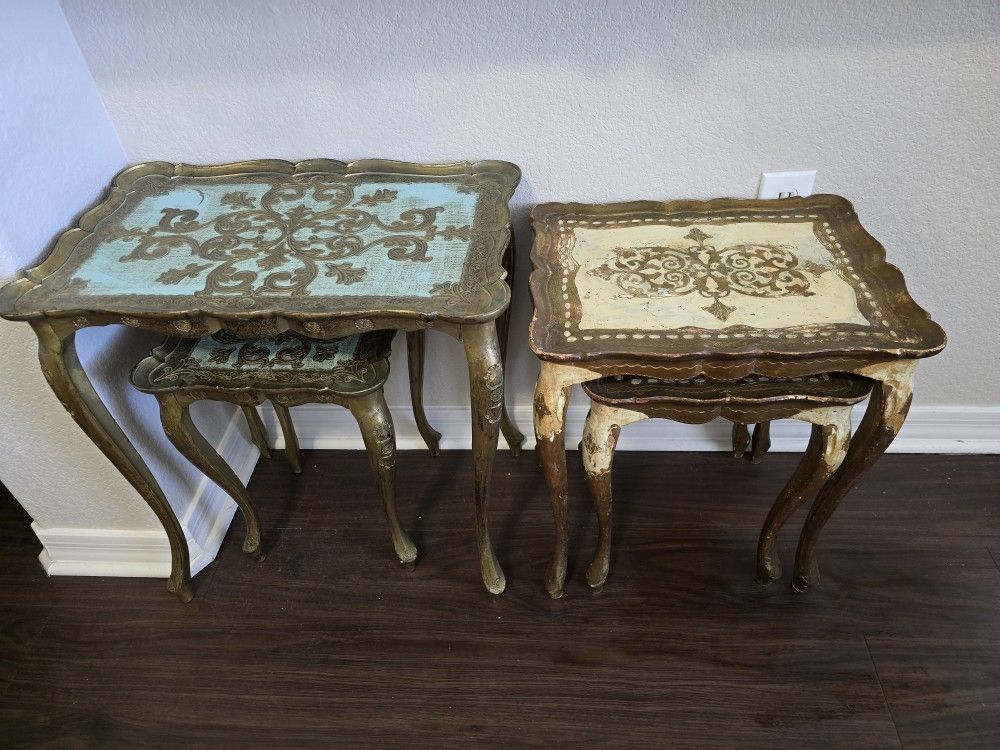 Antique Italian Florentine Nesting Tables 2pc